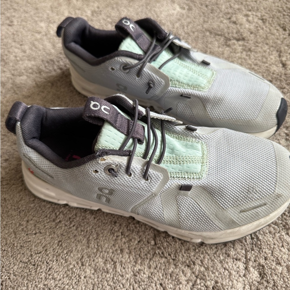 On Running Light Gray and White Sneakers